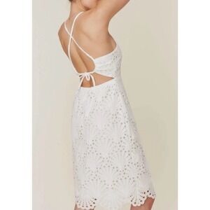 Andie the Roatan dress White Eyelet Lace Midi Dress Backless Beach Boho Sz L